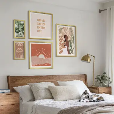 Bildergalerie-Set für die Wand mit Pflanzenmotiven im Boho-Stil
