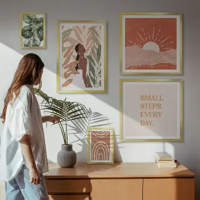 Bildergalerie-Set für die Wand mit Pflanzenmotiven im Boho-Stil