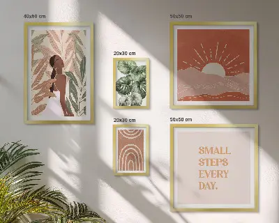 Bildergalerie-Set für die Wand mit Pflanzenmotiven im Boho-Stil