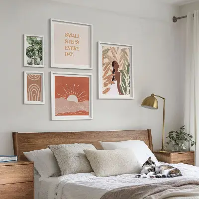 Bildergalerie-Set für die Wand mit Pflanzenmotiven im Boho-Stil