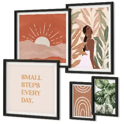 Bildergalerie-Set für die Wand mit Pflanzenmotiven im Boho-Stil