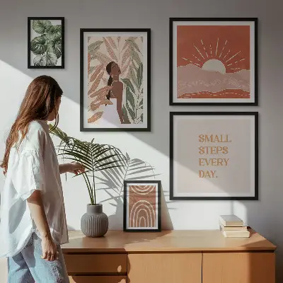 Bildergalerie-Set für die Wand mit Pflanzenmotiven im Boho-Stil