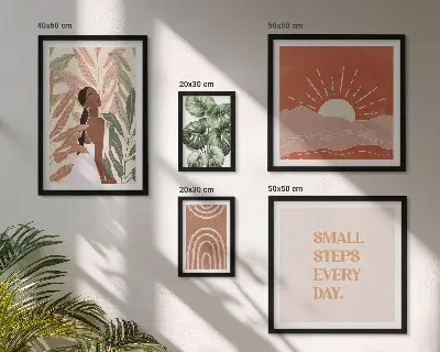 Bildergalerie-Set für die Wand mit Pflanzenmotiven im Boho-Stil