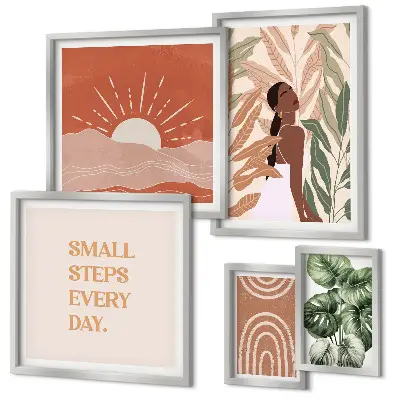Bildergalerie-Set für die Wand mit Pflanzenmotiven im Boho-Stil