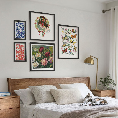 Modernes wandbilder-set Blumen, Schmetterlinge, Vintage-Dekorationen