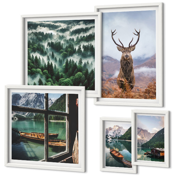 Modernes wandbilder-set Natur, Wildtiere, Berge