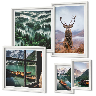 Modernes wandbilder-set Natur, Wildtiere, Berge