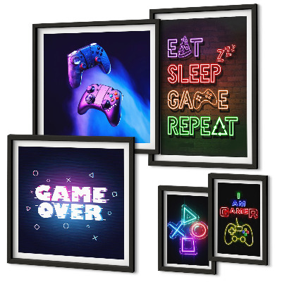 Bilderset fürs sofa Neon-Computerspielthemen