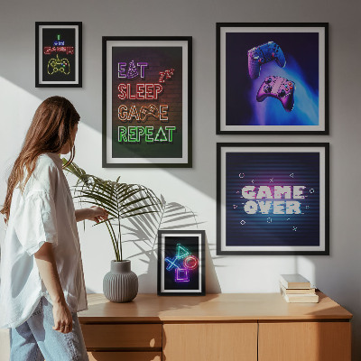 Bilderset fürs sofa Neon-Computerspielthemen
