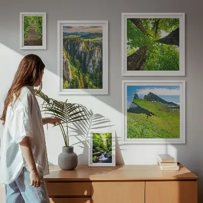 Bildergalerie-Set für die Wand mit grünen Landschaften und Naturwegen