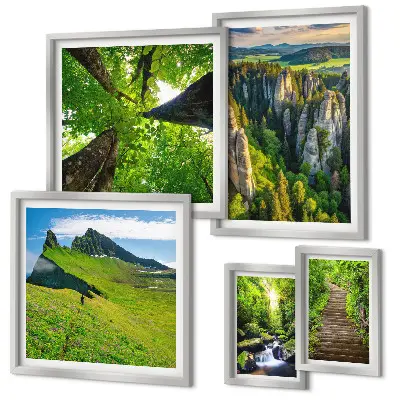 Bildergalerie-Set für die Wand mit grünen Landschaften und Naturwegen