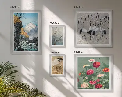 Wandbilder-Set mit Naturlandschaften und Blumenmotiven