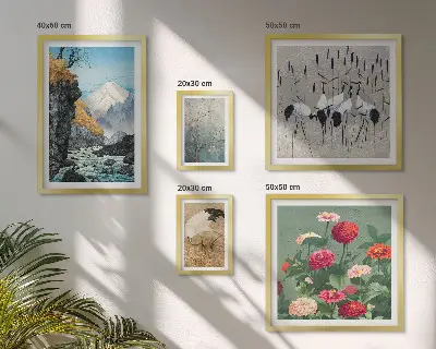 Wandbilder-Set mit Naturlandschaften und Blumenmotiven