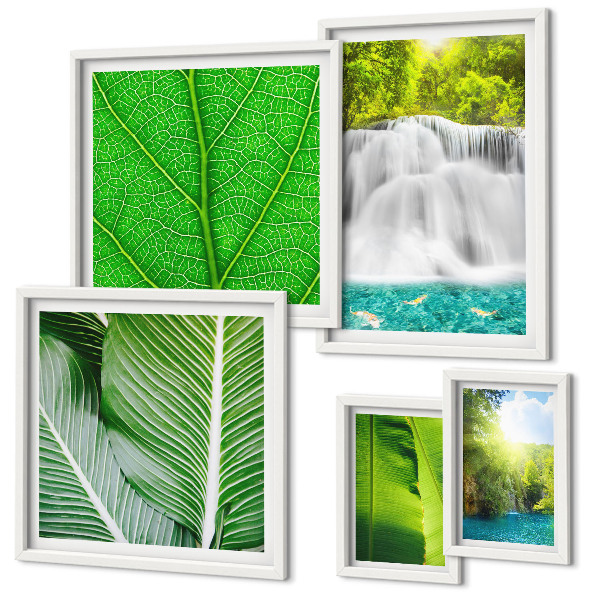 Modernes wandbilder-set Tropische Palmenwasserfälle