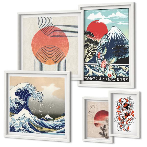 Bilderset fürs sofa Japanische Kunstmotive Wellen