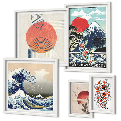 Bilderset fürs sofa Japanische Kunstmotive Wellen