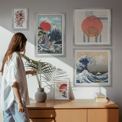 Bilderset fürs sofa Japanische Kunstmotive Wellen