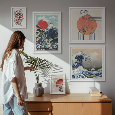 Bilderset fürs sofa Japanische Kunstmotive Wellen