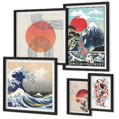Bilderset fürs sofa Japanische Kunstmotive Wellen