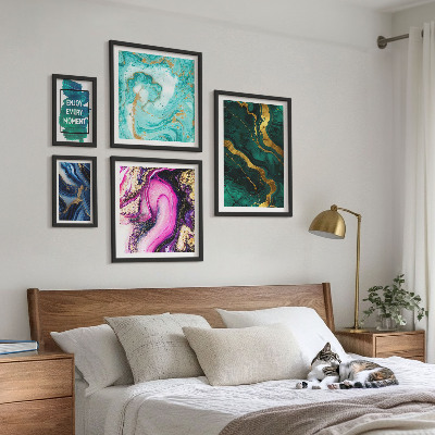 Modernes wandbilder-set Abstrakte Muster in Grün und Lila