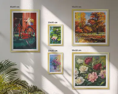 Bilderset für das Sofa mit Blumen in der Frühlingslandschaft