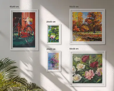 Bilderset für das Sofa mit Blumen in der Frühlingslandschaft