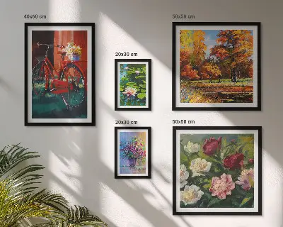 Bilderset für das Sofa mit Blumen in der Frühlingslandschaft