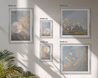 Modernes wandbilder-set Abstrakte Wellen und Vögel