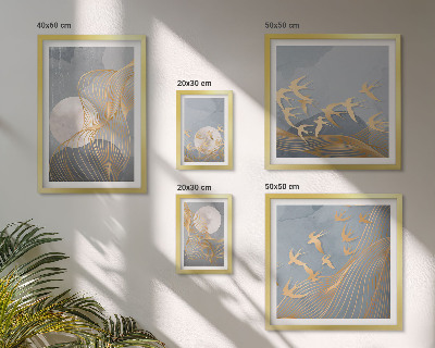 Modernes wandbilder-set Abstrakte Wellen und Vögel