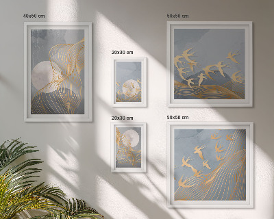 Modernes wandbilder-set Abstrakte Wellen und Vögel