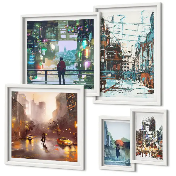 Bildergalerie-Set für die Wand mit modernen Stadtlandschaften