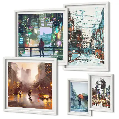 Bildergalerie-Set für die Wand mit modernen Stadtlandschaften