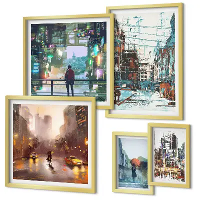 Bildergalerie-Set für die Wand mit modernen Stadtlandschaften