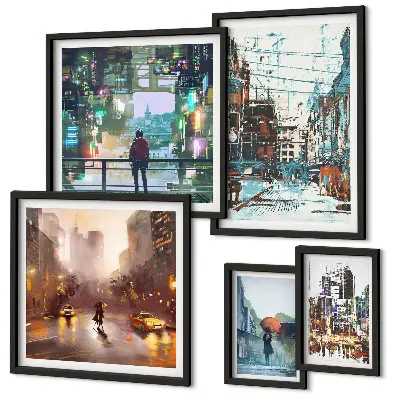 Bildergalerie-Set für die Wand mit modernen Stadtlandschaften