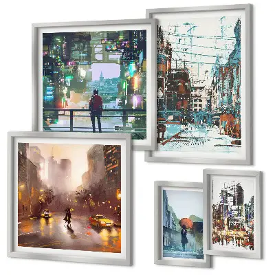 Bildergalerie-Set für die Wand mit modernen Stadtlandschaften