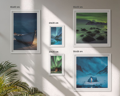 Bilderset fürs sofa Winterlandschaften mit Nordlichtern