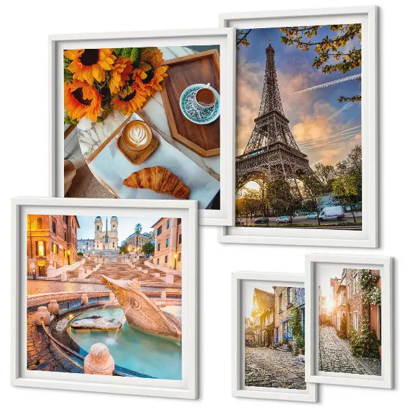 Modernes Wandbild-Set atmosphärische Ansichten eines Cafés