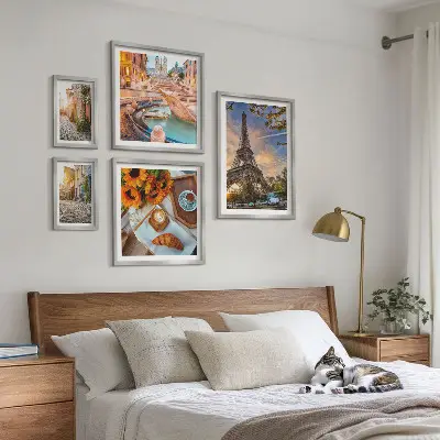 Modernes Wandbild-Set atmosphärische Ansichten eines Cafés