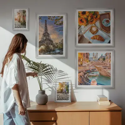 Modernes Wandbild-Set atmosphärische Ansichten eines Cafés