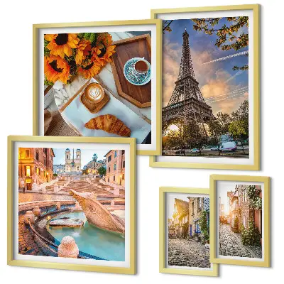Modernes Wandbild-Set atmosphärische Ansichten eines Cafés