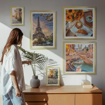 Modernes Wandbild-Set atmosphärische Ansichten eines Cafés