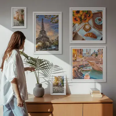Modernes Wandbild-Set atmosphärische Ansichten eines Cafés