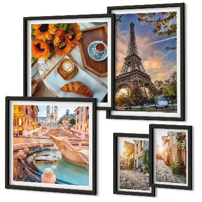 Modernes Wandbild-Set atmosphärische Ansichten eines Cafés