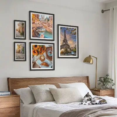 Modernes Wandbild-Set atmosphärische Ansichten eines Cafés