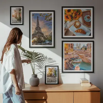 Modernes Wandbild-Set atmosphärische Ansichten eines Cafés