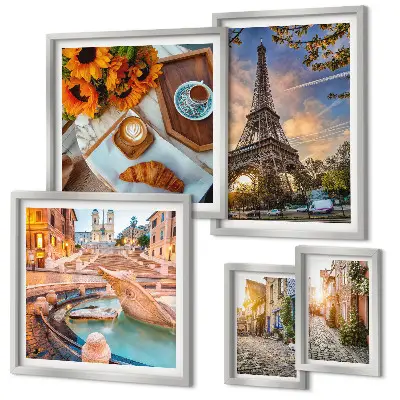 Modernes Wandbild-Set atmosphärische Ansichten eines Cafés
