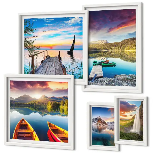 Wandbilder-Set fürs Sofa mit Landschaften, Wasserfällen und Seen