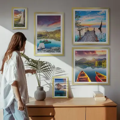 Wandbilder-Set fürs Sofa mit Landschaften, Wasserfällen und Seen