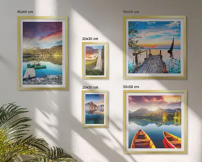 Wandbilder-Set fürs Sofa mit Landschaften, Wasserfällen und Seen