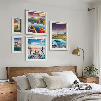 Wandbilder-Set fürs Sofa mit Landschaften, Wasserfällen und Seen